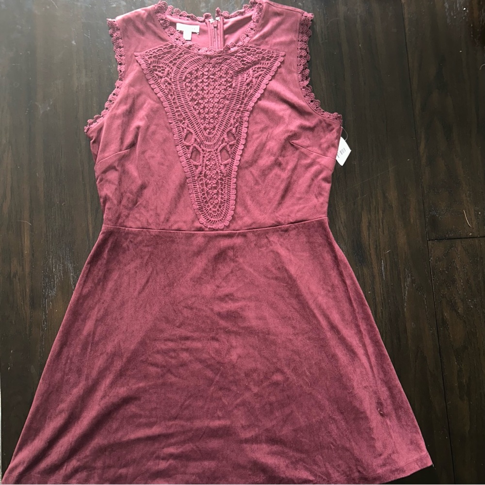NWT BONGO faux suede  pink dress XL 90s
